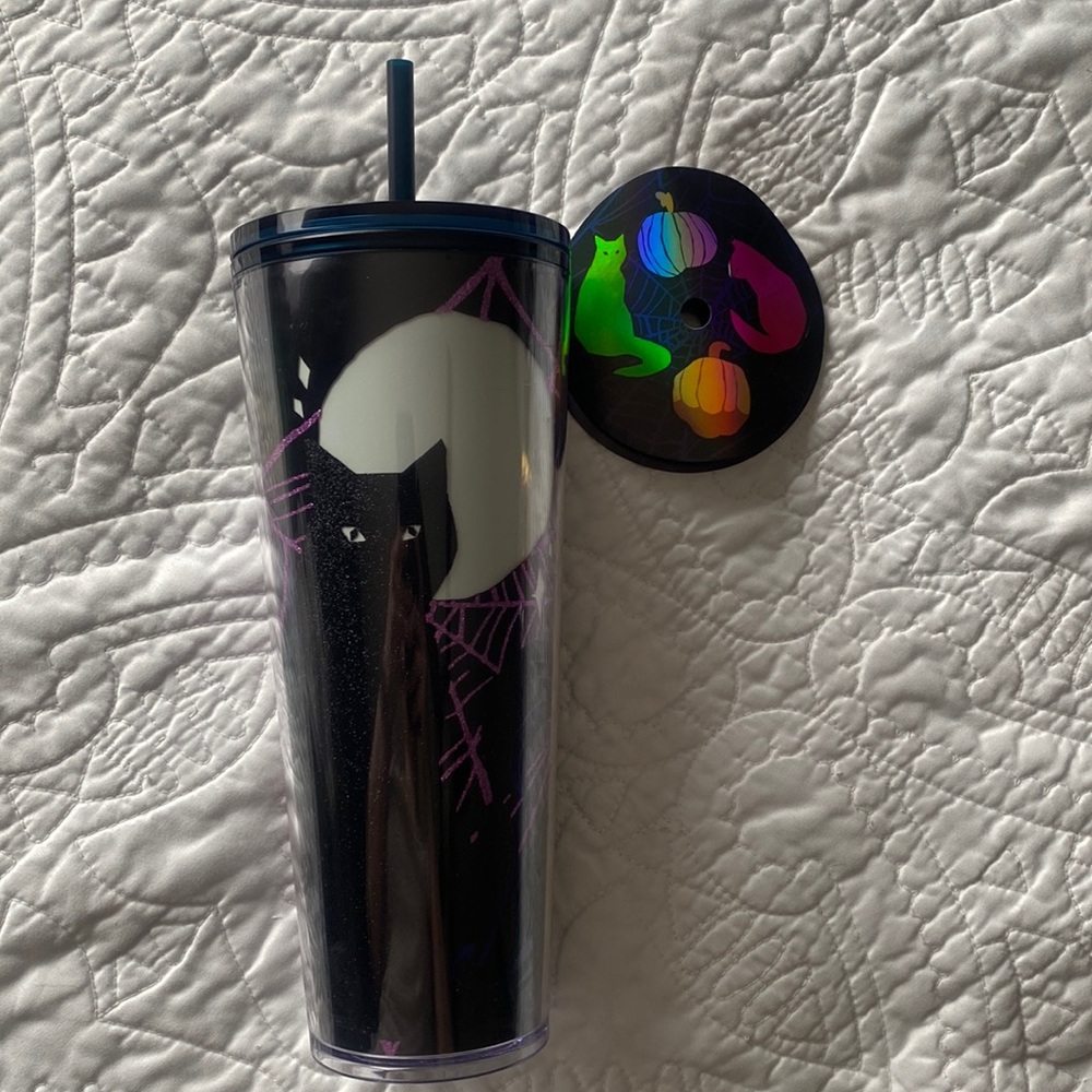 Starbucks 2021 Halloween Glow in the Dark Black Cat Tumbler Cup